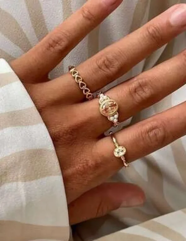 Crisafi Gioielli 24 Kae Anello Pietra Ovale Perline> 24 Kae