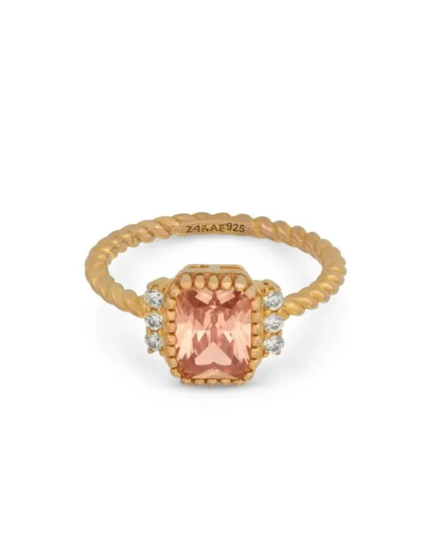 Crisafi Gioielli 24 Kae Anello Rettangolo Arancio Pastello> 24 Kae