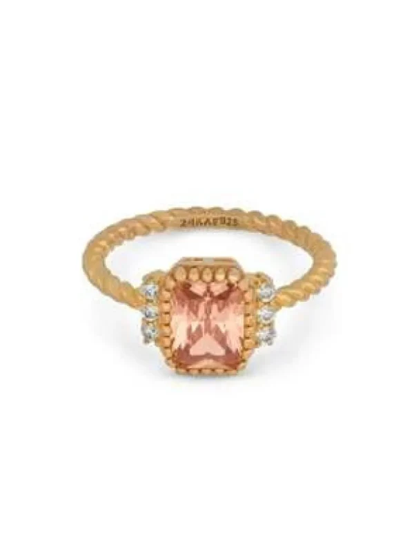 Crisafi Gioielli 24 Kae Anello Rettangolo Arancio Pastello> 24 Kae